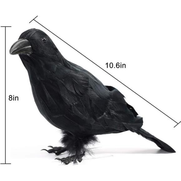 Halloween Decor 2 PCS Realistic Crow Halloween Decor Birds Black Feathered Crows - Picture 3 of 8